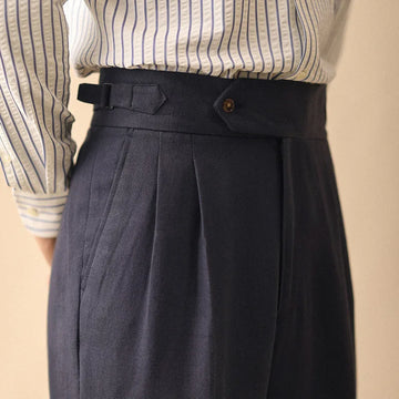 Aidase Linen Straight Pant For Men 2024 Summer Business Gentleman Naples Pant Paris Buckle Drape High Waisted Trousers Men Formal Pant aidase-shop